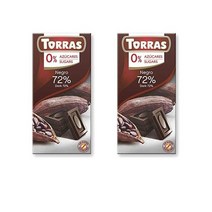 토라스 노슈가 다크 초콜릿 72 카카오 75g Torras Chocolate Negro 72 Cacao SIN AZUCAR, 2팩