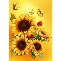 MJS 보석십자수 50x40cm (캔버스형) DIY 세트 MJ8, MJ43 황금해바라기