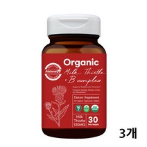 유기농 밀크씨슬 실리마린 비타민B군 비오틴 간건강 엉겅퀴 분말 30정, 3개
