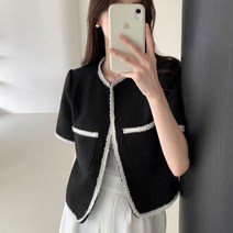 [레티고] 여름 노카라 트위드 반팔 자켓