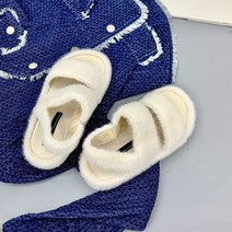 송편 통굽 미니멀 화이트 퍼 슈즈 여자 신발 겉옷 가을 겨울 코디 홈 슬리퍼