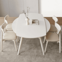 세라믹확장형식탁 확장테이블 원형식탁1200, 아이보리 1.3m