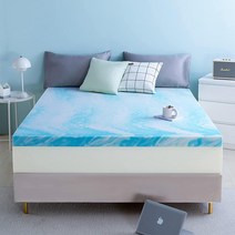 Mlily 퀸 5.1cm(2인치) 메모리 폼 매트리스 토퍼 쿨링 젤 주입 포함 박스 안의 CertiPUR-US 인증 152.4 x 203.2cm(60 80인치) 블루, 2 Inch