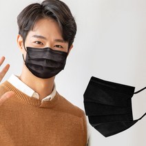 에어에이드 평면형 컬러룩 마스크 대형, 50매입, 1개, 블랙