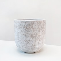 식물시간 h frp pot 흰색 원형 기다란 실외 화분, 물받이받침X