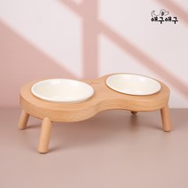 애구애구 강아지 고양이 밥그릇 원목 땅콩식기, 기울기형 15cm