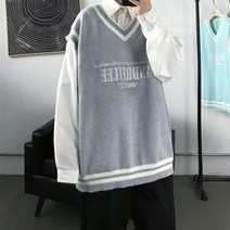 가을니트조끼 여성 와이드 루즈핏 자수니트 런닝 브이넥 학원 무드 트렌드 민소매 코트 11 월6일 발 다함 2684107434, XL