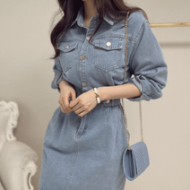 빈티지 데님 청 자켓 미니 원피스 캐주얼 데일리룩