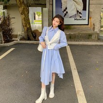 흰색긴팔셔츠 호월명 맟춤제작 파리바게뜨 디자인감각 소매 스커트 여성 슬림핏 언발 허리 조임 2686812931