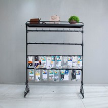 양말 진열대 거치대 매자용 쇼핑몰 수납 문구점 진열, 길이 80 높이 130 삼단 40개 후크 블랙