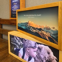 감성 우드 LED 사진액자 무드등 맞춤제작 인테리어조명 카페 메뉴판 간판 판넬, 월넛, 가로형, 웜톤