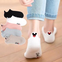 [당일배송] 에쓰래빗 여성 여름 단목 5컬레 세트 미키마우스 발목 패션 스니커즈 양말