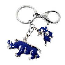 Feng Shui Blue Rhinoceros and Elephant Protection Keychain Charm Amulet Handbag Hanging (W1041), 1