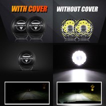 견고한 7/9 인치 라운드 LED 스포트 라이트 쉘 커버 블랙 작업 조명 프로젝터 PC 보호 밝은 색상 도로-법적, 01 7 inch