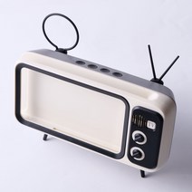 떨샵 레트로 감성TV 스마트폰 거치대 인테리어소품, 아이보리그레이