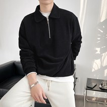 다이나믹피플 남성용 오버핏 반집업 니트 데일리 긴팔 골지