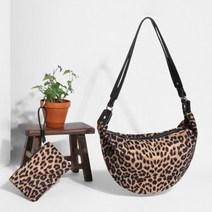 여성 호피 반달 쇼퍼백 크로스백 가방 데일리 유행 고급 트렌드 패션 캐주얼