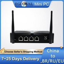 Eglobal Fanless Pfsense 미니PC 리눅스 J1900 쿼드 코어 Nano Itx 4 인텔 WGI211AT Gigabit RJ45 Lan Firewall Router Security Server, No Ram No