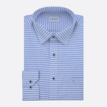 예작 가로 스트라이프 자수 일반핏 셔츠 블루 YJ9SBR907BL