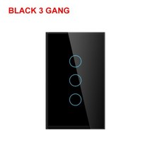 스마트 와이파이 터치 스위치 중립 와이어 필요 없음 홈 123 갱 라이트 220V 지원 Alexa Tuya App 433RF Remote, Black 3 Gang
