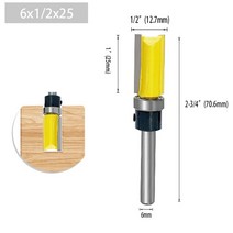 트리머날 평비트 홈파기 드릴 루터날 목공 6mm 생크 플러시 트림 라우터 비트 패턴 상단 하단 베어링 5/8 quot블레이드 템플릿 목재 밀링 커터 목수, [03] C, 6G