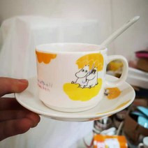 믹싱 스푼 수출함 무민 핀란드 MOOMI N 애니메이션 카페접시 밥그릇 키트 2134770941, 엘로 타입 컵 접시 한세트 숟가락 선