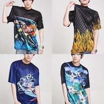 셀러허브 패션 남성 전사나염 반팔 티셔츠 MPT 나염티 반팔티 프린팅