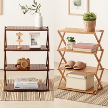 예다움 4단 캠핑선반 나무 접이식 선반 우드쉘프, 4단 우드쉘프, 브라운 (A0146)
