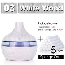 친환경가습기 자연 기화식 300ml usb 전기 가습기 우드 그레인 7 색 led 조명 미니 가습기 에센셜 오일 디퓨저 미스트 가정용 자동차 만들기, 화이트 우드-5