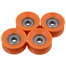 4개 6X30X13mm 플라스틱 코팅 밀봉 베어링 스틸 606ZZ 깊은 U 그루브 가이드 풀리 레일 볼 롤링 베어링 휠, 하나, 주황색