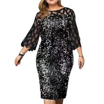 화려한 드레스 빅사이즈 원피스 M-5XL 파티 연회 스팽글