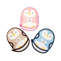큐비앤맘 펭귄 순면 목욕 손타월(양손사용가능) 3color, 큐비앤맘_펭귄손타월(베이지), 1개