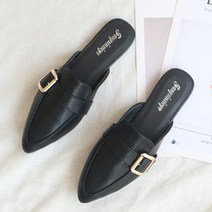 드레시백 자넷 스틸레토 블로퍼 뮬 플랫 심플 구두 슬리퍼 1.5cm