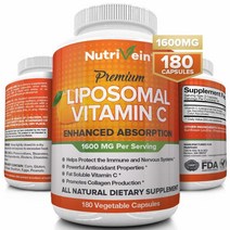 Nutrivein 리포조말 비타민C 콜라겐 부스터 Liposomal Vitamin C 1600mg 180캡슐, 1개, 1