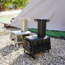 화목 난로 펠렛 접이식 미니멀 캠핑용 바베큐 그릴, 02.블랙+보관가방