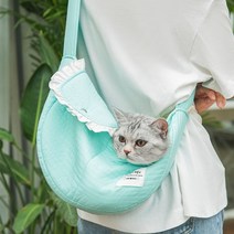 고양이 강아지 댄디 크로스백 캐리어 반려동물 가방 애완동물 안전이동백 캔버스백 여행, 민트_M(40x11x26cm)