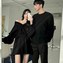 시밀러룩 커플룩 기념일 가을 원피스 남녀 선물 단가라 니트 스웨터 데일리 촬영 데이트 8