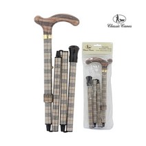 클래식케인즈 베이지잔체크접이식지팡이(4652E) 노인지팡이, 단품