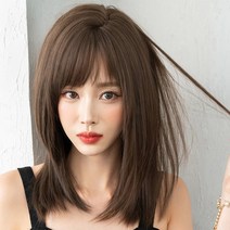 하이유니 레이어드 컷 중단발 헤어 단발 통가발 가발 45cm + 가발망 + 거치대 세트, 챠콜블랙 / 45cm