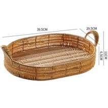 베이커리 진열 라탄 바구니 왕골 과자 전시 쇼케이스 제과점 디스플레이 정리 카페 과일 인테리어 디피, 라이트카멜타원39.5*29.5*6.5/11넓은귀