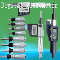 디지털 마이크로미터 마이크로미터 헤드 0 25mm 0 50mm 0.010.001mm 차동 헤드 플랫 라운드 헤드(너트 마이크로미터 헤드 포함), 0-25mm d