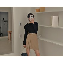 프로체 피치기모 플리츠 뒷밴딩 벨트 스커트