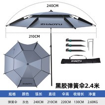 낚시파라솔 캠핑파라솔 방수파라솔 각도조절파라솔 각도기파라솔 우산파라솔 자외선차단, [그레이]두꺼운비닐2.4m