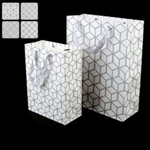 포장 장바구니 손잡이 종이 쇼핑백 기념품 실버 선물 쇼핑백, 중 - ㄱ