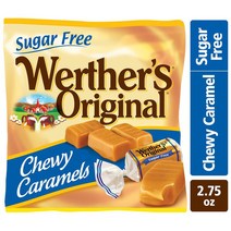 Werther의 쫄깃한 무설탕 카라멜 캔디 78g 3팩