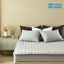 보보홈 세미마이크로 알러지케어 사각 누빔 침대 패드 두꺼운 슈퍼싱글 퀸, 그레이