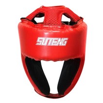 복싱 헤드기어 인조 가죽 복싱 보호 장비 조절 가능한 산다 헤드 웨어러블 장착 스포츠 액세서리, 01 빨간_02 L