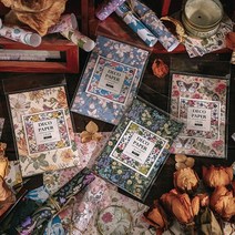 빈티지 감성 꽃 플라워 배경지 랩핑지 다꾸 페이퍼 다이어리꾸미기 4종, 꽃밭 D (ME-1450)