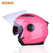 스냅백헬멧 OTOM-바이크 오토바이 하프 헬멧 듀얼 렌즈 바이크 헬멧 카스코 베스파 빌리지 라이딩 모토 크, 05 Pink