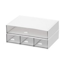 라라하우스 책상정리 멀티박스 미니서랍 수납정리함, 2단 1칸+3칸, 화이트